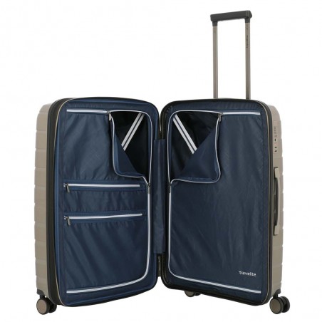 Valise soute M TRAVELITE "Air Base" champagne | Valise 67cm extensible 4 roues coque solide qualité allemande