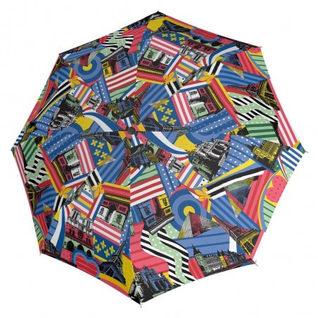 KNIRPS | Parapluie pliant "T200 Medium Duomatic" Paris pop | Parapluie femme ouverture fermeture automatique solide