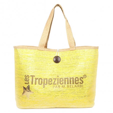 Sac de plage LES TROPEZIENNES "Panama" jaune | Panier femme été original pas cher Sac de plage LES TROPEZIENNES "Panama" jaune | Panier femme été original pas cher