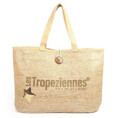 Sac de plage LES TROPEZIENNES "Panama" beige naturel | Panier femme été original pas cher