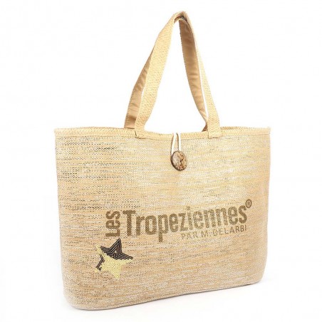 Sac de plage LES TROPEZIENNES "Panama" beige naturel | Panier femme été original pas cher