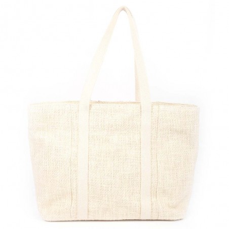 Sac de plage LES TROPEZIENNES "Habomai" beige | Cabas femme brodé style bohème chic