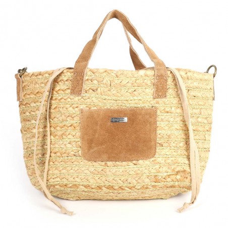 Sac porté main LES TROPEZIENNES "Gobi" camel | Sac femme panier de plage cuir pas cher Sac porté main LES TROPEZIENNES "Gobi" camel | Sac femme panier de plage cuir pas cher