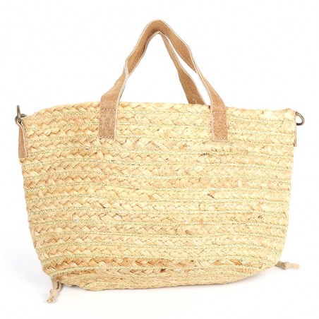 Sac porté main LES TROPEZIENNES "Gobi" camel | Sac femme panier de plage cuir pas cher Sac porté main LES TROPEZIENNES "Gobi" camel | Sac femme panier de plage cuir pas cher