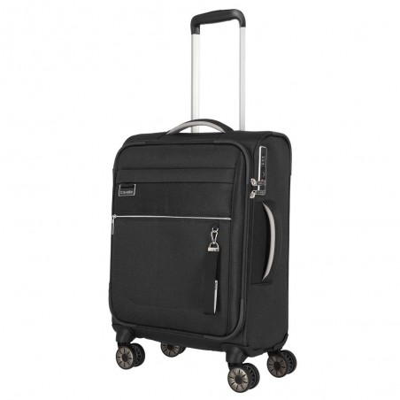 Valise cabine souple TRAVELITE "Miigo" noir | Bagage petite taille 4 roues semi-rigide haute qualité