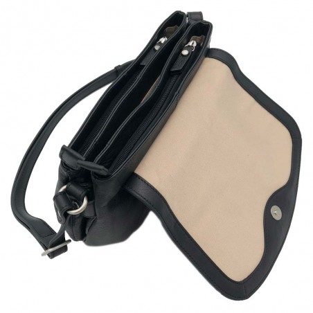 Sac bandoulière en cuir NAF NAF "Dahlia" noir | Sac à main femme à rabat cuir pas cher Sac bandoulière en cuir NAF NAF "Dahlia" noir | Sac à main femme à rabat cuir pas cher