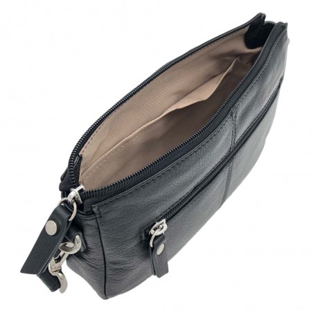 Sac baguette en cuir NAF NAF "Dahlia" noir | Sac femme porté épaule ou croisé avec 2 bandoulières pas cher Sac baguette en cuir NAF NAF "Dahlia" noir | Sac femme porté épaule ou croisé avec 2 bandoulières pas cher
