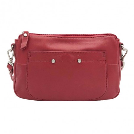 Sac baguette en cuir NAF NAF "Dahlia" rouge | Sac femme porté épaule ou croisé avec 2 bandoulières pas cher