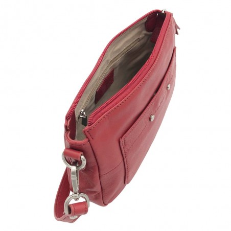 Sac baguette en cuir NAF NAF "Dahlia" rouge | Sac femme porté épaule ou croisé avec 2 bandoulières pas cher