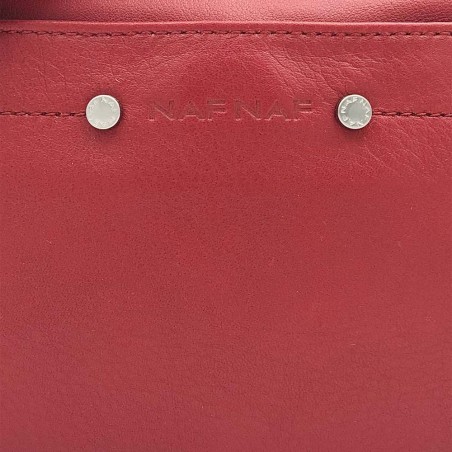 Sac baguette en cuir NAF NAF "Dahlia" rouge | Sac femme porté épaule ou croisé avec 2 bandoulières pas cher