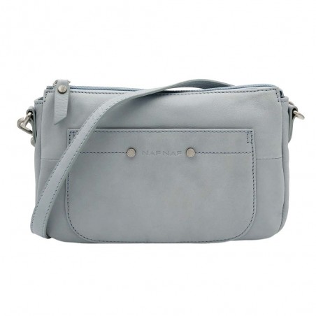 Sac baguette en cuir NAF NAF "Dahlia" bleu | Sac bandoulière femme marque pas cher Sac baguette en cuir NAF NAF "Dahlia" bleu | Sac bandoulière femme marque pas cher