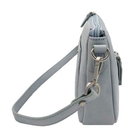 Sac baguette en cuir NAF NAF "Dahlia" bleu | Sac bandoulière femme marque pas cher Sac baguette en cuir NAF NAF "Dahlia" bleu | Sac bandoulière femme marque pas cher