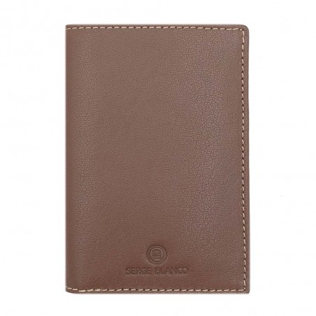 Portefeuille en cuir homme SERGE BLANCO "Marfa" cognac | Porte-cartes et porte-monnaie marron pas cher sport rugby