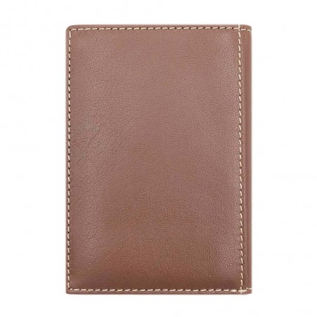 Portefeuille en cuir homme SERGE BLANCO "Marfa" cognac | Porte-cartes et porte-monnaie marron pas cher sport rugby