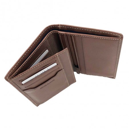 Portefeuille en cuir homme SERGE BLANCO "Marfa" cognac | Porte-cartes et porte-monnaie marron pas cher sport rugby