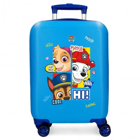 Valise enfant Pat Patrouille "Be happy" bleu | Petit bagage garçon 50cm vol low cost pas cher