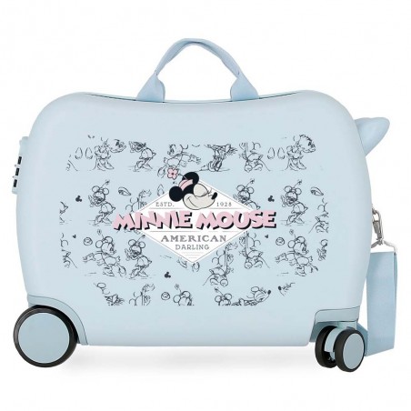 Disney | Valise trotteur Minnie American Darling bleu ciel | Bagage taille cabine pour enfant original Disney | Valise trotteur Minnie American Darling bleu ciel | Bagage taille cabine pour enfant original