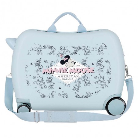Disney | Valise trotteur Minnie American Darling bleu ciel | Bagage taille cabine pour enfant original Disney | Valise trotteur Minnie American Darling bleu ciel | Bagage taille cabine pour enfant original