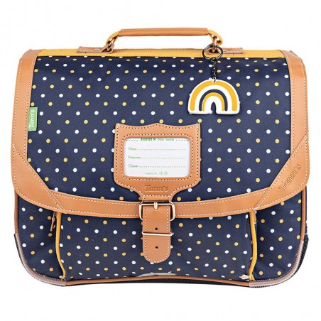 Cartable Tann's 35cm "Faustine" bleu | Motif pois jaune arc en ciel | Sac scolaire fille classe CP pas cher Cartable Tann's 35cm "Faustine" bleu | Motif pois jaune arc en ciel | Sac scolaire fille classe CP pas cher