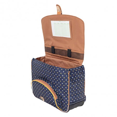 Cartable Tann's 35cm "Faustine" bleu | Motif pois jaune arc en ciel | Sac scolaire fille classe CP pas cher Cartable Tann's 35cm "Faustine" bleu | Motif pois jaune arc en ciel | Sac scolaire fille classe CP pas cher