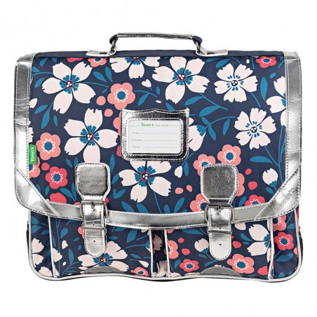 Cartable Tann's 41cm "Floriane" maxi imprimé fleurs argent | Sac scolaire fille CM1 CM2 pas cher Cartable Tann's 41cm "Floriane" maxi imprimé fleurs argent | Sac scolaire fille CM1 CM2 pas cher