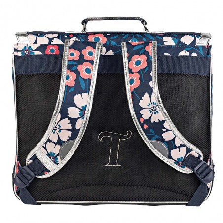 Cartable Tann's 41cm "Floriane" maxi imprimé fleurs argent | Sac scolaire fille CM1 CM2 pas cher Cartable Tann's 41cm "Floriane" maxi imprimé fleurs argent | Sac scolaire fille CM1 CM2 pas cher
