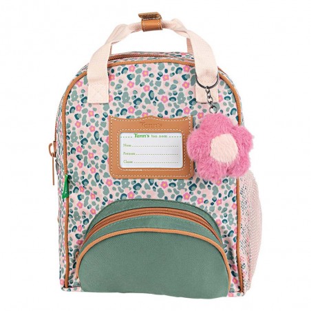 Sac à dos Tann's maternelle XS "Iris" vert imprimé fleuri | Sac scolaire fille pas cher