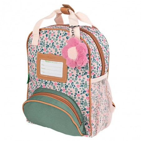 Sac à dos Tann's maternelle XS "Iris" vert imprimé fleuri | Sac scolaire fille pas cher