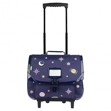 Cartable à roulettes Tann's 38cm "Louna" bleu broderies étoiles brillantes | Sac scolaire trolley fille pas cher Cartable à roulettes Tann's 38cm "Louna" bleu broderies étoiles brillantes | Sac scolaire trolley fille pas cher