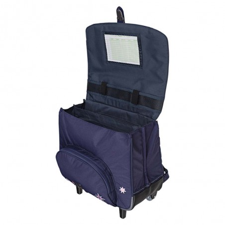 Cartable à roulettes Tann's 38cm "Louna" bleu broderies étoiles brillantes | Sac scolaire trolley fille pas cher Cartable à roulettes Tann's 38cm "Louna" bleu broderies étoiles brillantes | Sac scolaire trolley fille pas cher