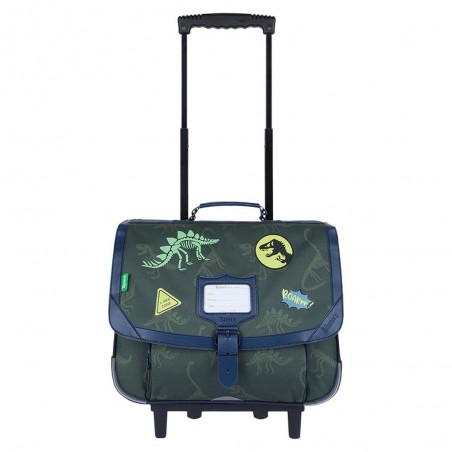 Cartable à roulettes Tann's 38cm "Timothée" kaki broderies dinosaures | Sac scolaire trolley garçon pas cher Cartable à roulettes Tann's 38cm "Timothée" kaki broderies dinosaures | Sac scolaire trolley garçon pas cher