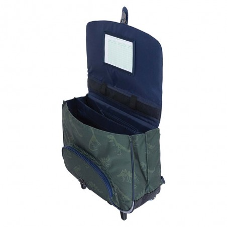 Cartable à roulettes Tann's 38cm "Timothée" kaki broderies dinosaures | Sac scolaire trolley garçon pas cher Cartable à roulettes Tann's 38cm "Timothée" kaki broderies dinosaures | Sac scolaire trolley garçon pas cher