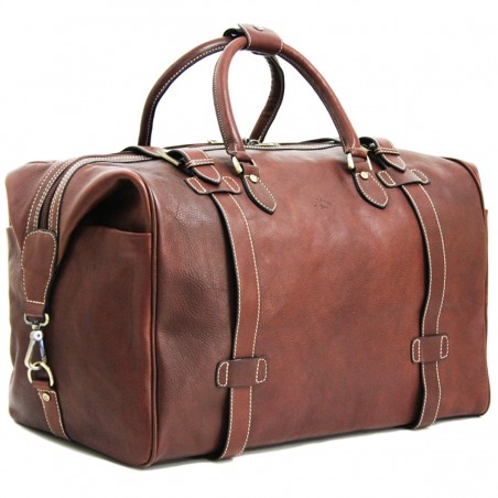 Sac de voyage en cuir KATANA "Bill" marron | Grand bagage homme en cuir véritable qualité luxe au meilleur prix