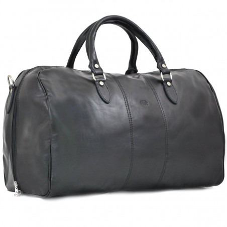 Sac de voyage en cuir KATANA noir | Bagage homme cuir italien fabrication artisanale qualité luxe pas cher