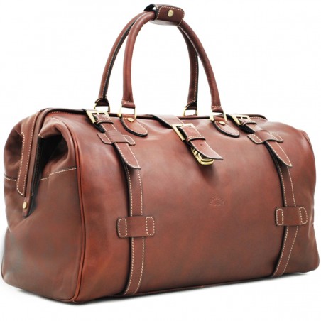 Sac de voyage en cuir KATANA "Billy" marron | Bagage cabine homme format week-end cuir véritable qualité luxe au meilleur prix