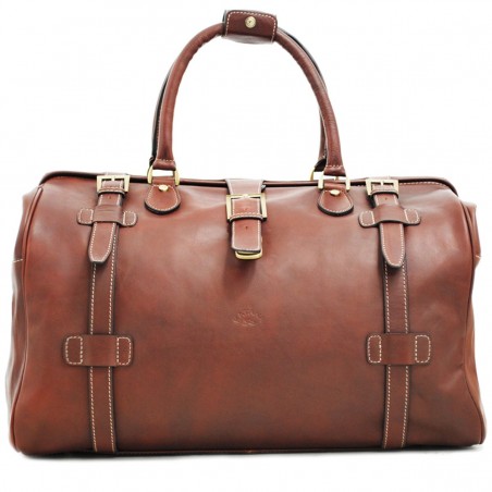 Sac de voyage en cuir KATANA "Billy" marron | Bagage cabine homme format week-end cuir véritable qualité luxe au meilleur prix