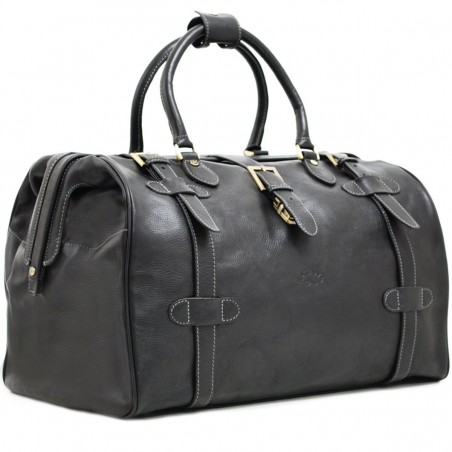 Sac de voyage en cuir KATANA "Billy" noir | Bagage cabine homme format week-end cuir véritable qualité luxe au meilleur prix