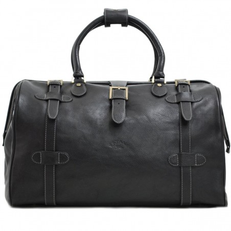 Sac de voyage en cuir KATANA "Billy" noir | Bagage cabine homme format week-end cuir véritable qualité luxe au meilleur prix