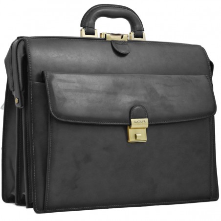 Katana | Cartable américain en cuir noir | Porte-documents 3 soufflets pratique pas cher Katana | Cartable américain en cuir noir | Porte-documents 3 soufflets pratique pas cher