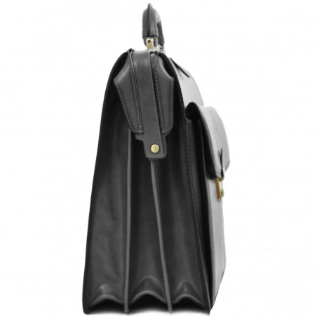 Katana | Cartable américain en cuir noir | Porte-documents 3 soufflets pratique pas cher Katana | Cartable américain en cuir noir | Porte-documents 3 soufflets pratique pas cher