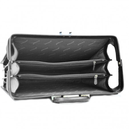 Cartable Americain 3 soufflets Cuir Vachette - Noir