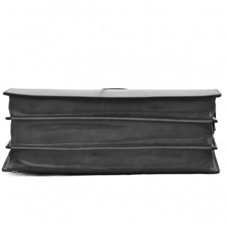 Cartable Americain 3 soufflets Cuir Vachette - Noir