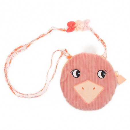 Les Déglingos | Sac à main fillette "Pomelos l'autruche" rose | Sac peluche fille original pas cher