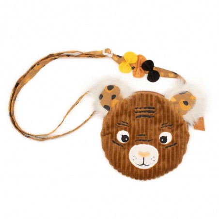 Les Déglingos | Sac à main fillette "Spéculos le tigre" | Sac fille peluche velours original pas cher