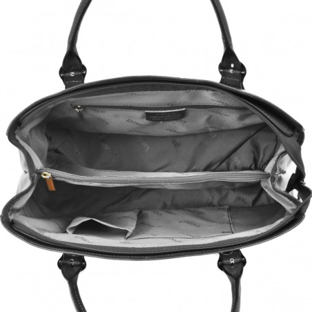Sac à main en cuir KATANA noir | Sac porté main cuir de vachette collet style classique chic Sac à main en cuir KATANA noir | Sac porté main cuir de vachette collet style classique chic