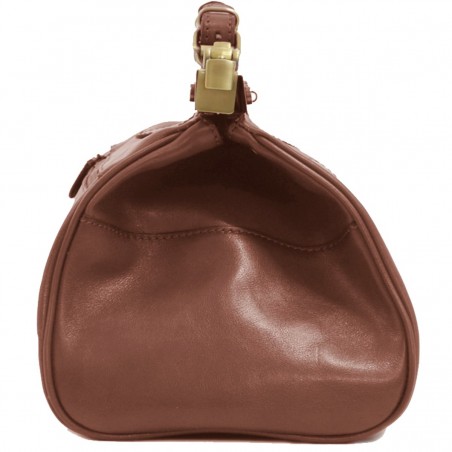 Sac à main en cuir KATANA "Doctor Bag" marron | Sac femme style vintage sac de médecin cuir qualité luxe pas cher