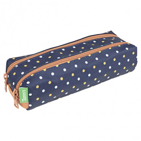 Tann's | Trousse double "Faustine" bleu | Trousse fille 2 compartiments motif pois Tann's | Trousse double "Faustine" bleu | Trousse fille 2 compartiments motif pois