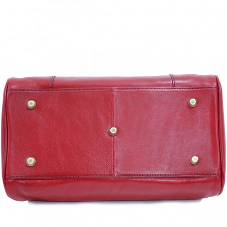 Sac à main en cuir KATANA "Doctor Bag" rouge | Sac femme style vintage sac de médecin cuir qualité luxe pas cher