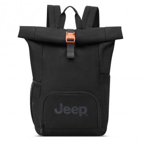 JEEP | Sac à dos roll top JS016D noir l Sac ordinateur enroulé clipsé poche PC 14 pouces style baroudeur JEEP | Sac à dos roll top JS016D noir l Sac ordinateur enroulé clipsé poche PC 14 pouces style baroudeur