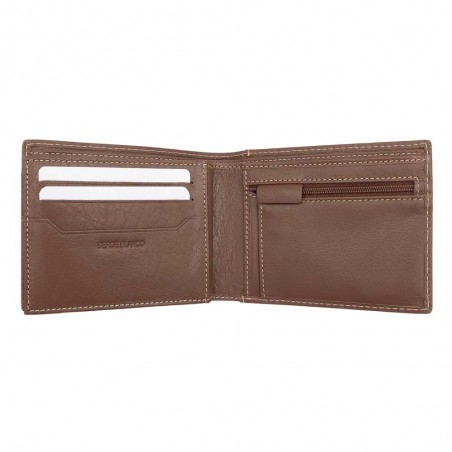 Serge Blanco | Portefeuille en cuir homme "Marfa" cognac | Porte-cartes et monnaie format italien Serge Blanco | Portefeuille en cuir homme "Marfa" cognac | Porte-cartes et monnaie format italien
